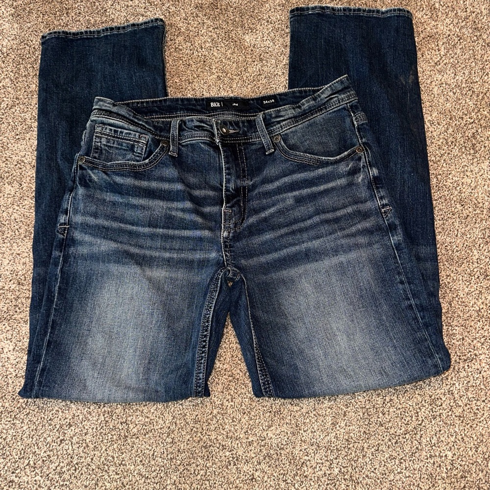 BKE Men's Dark Blue Relaxed Jake Jeans